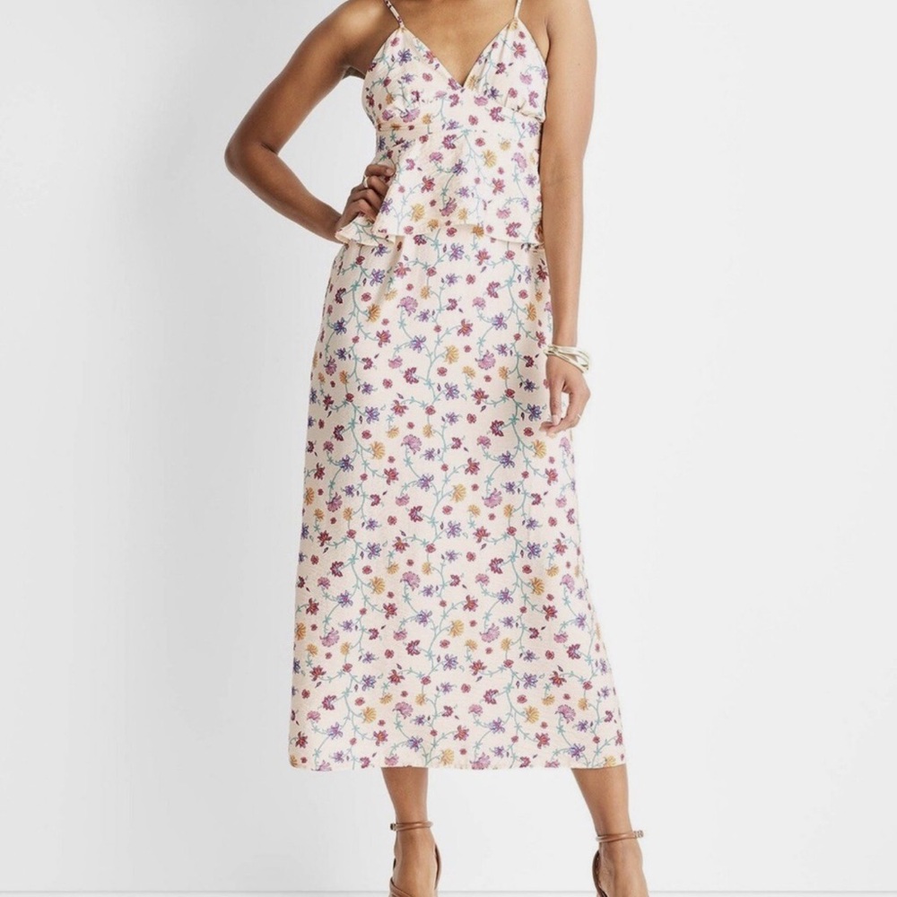 Jenny K Lopez Future Collective Dress Floral Empire Ruffle Midi Sundress NWT